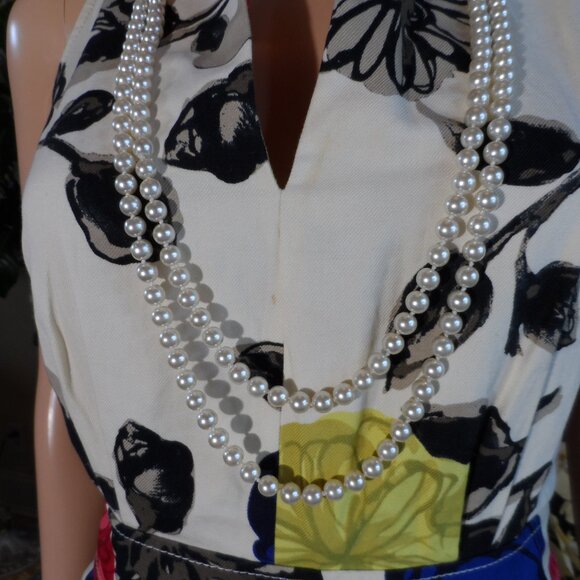 Moschino CheapandChic Ivory Multi Color Floral Print Sheath Dress Size 8 - Picture 6 of 16